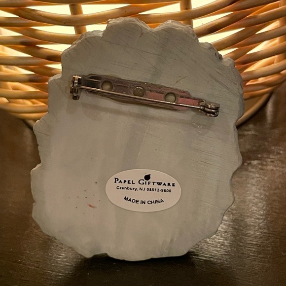 Papel Giftware Natural impressions carved look Santa Clause brooch Vntg - Picture 2 of 5